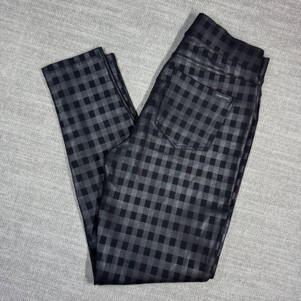 Sanctuary Runway‎ Ponte Leggings Black Plaid High Rise Pockets Small